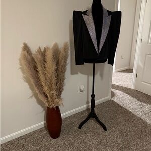 Classy Black Blazer with Rhinestone Lapel & Structured Shoulders